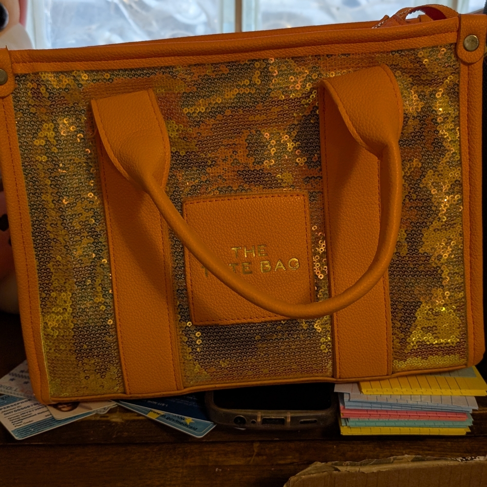 Sequin Accent Orange Tote Bag by The Tote Bag